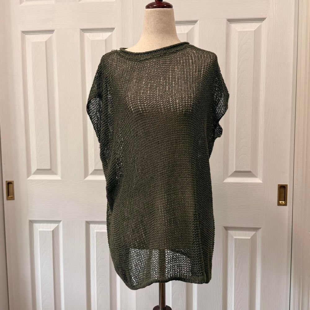 Zara Home Chic Dark Green Crochet Top Size M